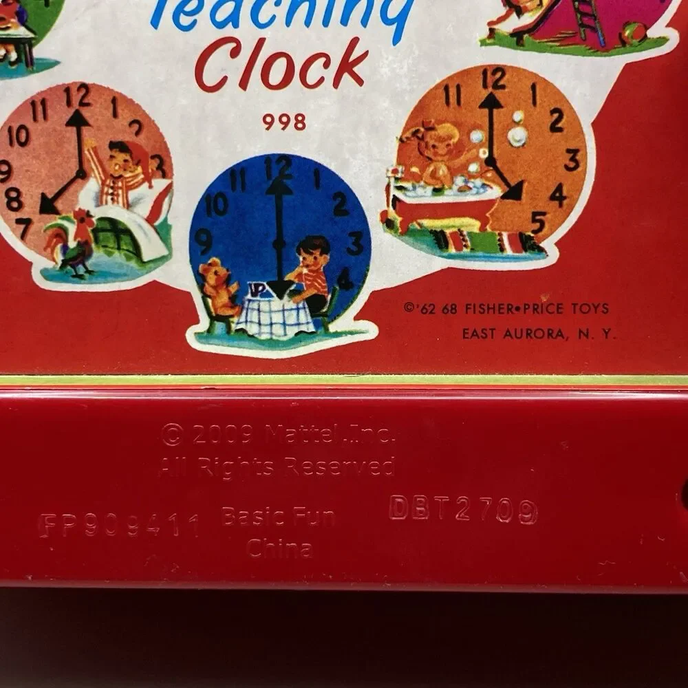 Fisher Price Teaching Clock Music Box Retro Mattel 2009 Reissue Of Classic 1968